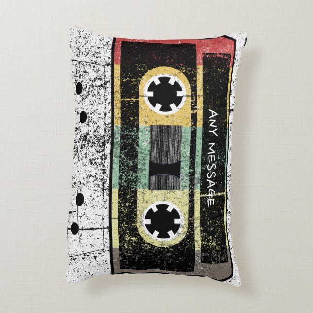 Cojín Decorativo Cinta combinada de cassette retro 80 personalizada (Atrás (Vertical))