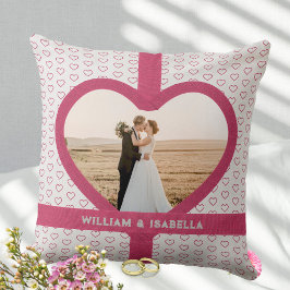 Cojín Decorativo Cinta Corazón de Foto de Amor de Boda Romántica Gr