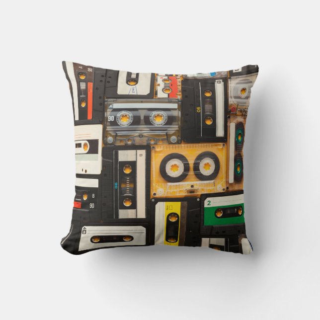 Cojín Decorativo Cinta de audio retro (Anverso)