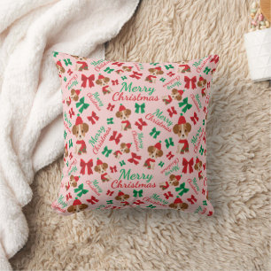Cojín Decorativo Cinta de Cachorro Cachorro Feliz Regalo Chica Rosa
