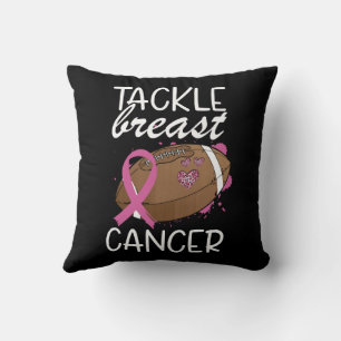 Cojín Decorativo Cinta de Conciencia del Cáncer de Mama Tackle Canc