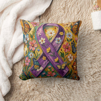 Cojín Decorativo Cinta de Concientización Morada Fibro