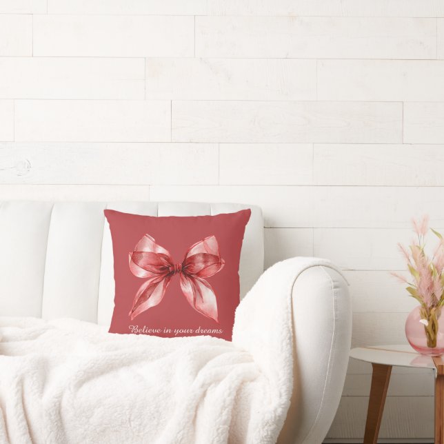 Cojín Decorativo Cinta de Lazo Rojo Cree (Sofá)
