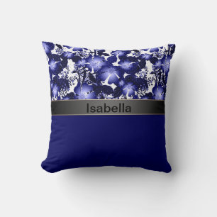 Cojín Decorativo Cinta de raso gris aniversario de boda perlas flor