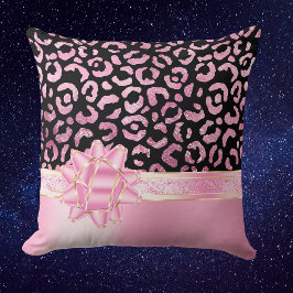 Cojín Decorativo Cinta de vaca rosada y leopardo negro giratorio