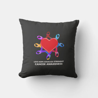 Cojín Decorativo Cinta del Corazón de Conciencia sobre el Cáncer | 