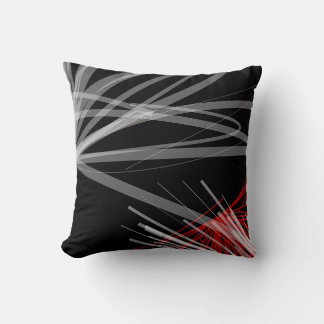 Cojín Decorativo Cinta negra gris y roja abstracta (Anverso)