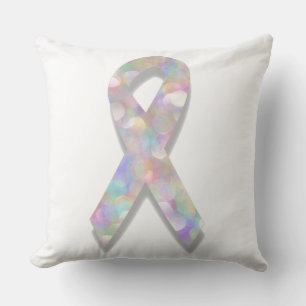 Cojín Decorativo cinta para el cáncer de pulmón de perla