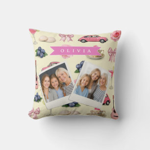 Cojín Decorativo Cinta personalizada para cóctel rosa de coqueta ad