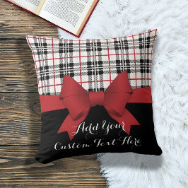 Cojín Decorativo Cinta roja personalizada y bandeja de tartán