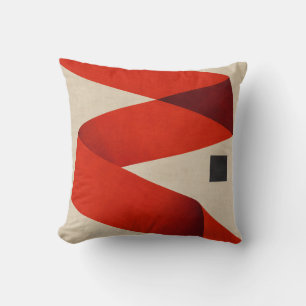 Cojín Decorativo Cinta Roja Plegada Geométrica Abstracta