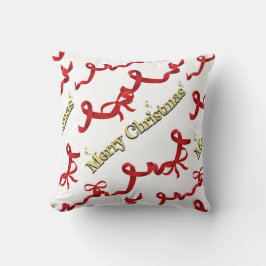 Cojín Decorativo Cinta roja y blanca de Navidad Mikitiez