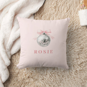 Cojín Decorativo Cinta rosa Coquette Disco Ball personalizada