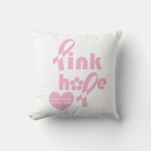 Cojín Decorativo Cinta rosa Sobreviviente de cáncer de mama