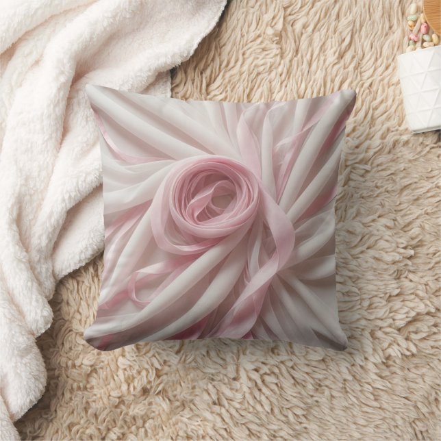 Cojín Decorativo Cinta rosa y tul abstracto (Manta)