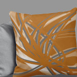 Cojín Decorativo Cintas abstractas de Naranja quemado y gris<br><div class="desc">La almohada de naranja quemada y de tiro gris presenta una composición artística de cinta abstracta con tonos de naranja quemado y gris con acentos blancos sobre un fondo naranja quemado a la moda. Los tonos grises neutros completan los tonos de naranja quemado para crear un diseño abstracto de diseño...</div>