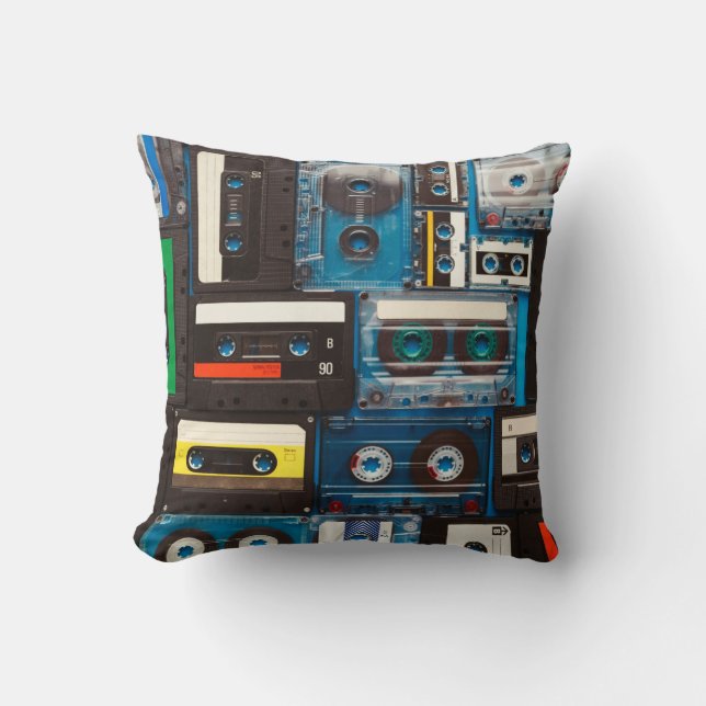 Cojín Decorativo Cintas de audio retro (Anverso)