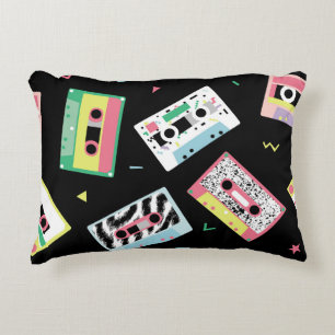 Cojín Decorativo Cintas de audio retro, patrón de estilo de los año