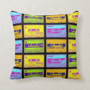 Cojín Decorativo Cintas de casete Retro Pop Art de los 80