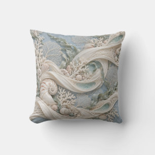 Cojín Decorativo Cintas de Océano Azul Marfil Alivio Ilusión