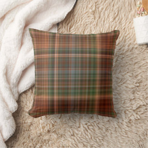 Cojín Decorativo Ciprés calvo de otoño a cuadros naranja, rojo y ve