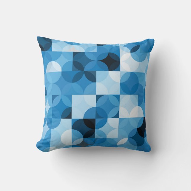 Cojín Decorativo Circles Seamless: Resumen de la cosecha azul (Anverso)