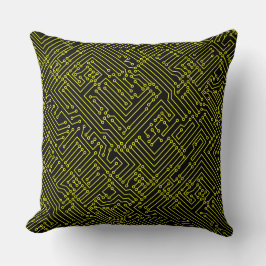 Cojín Decorativo Circulación - Amarillo sobre negro