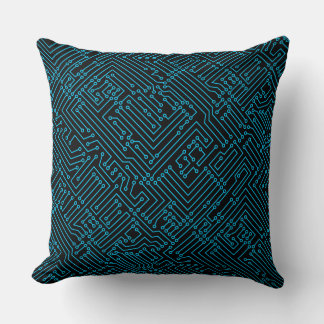 Cojín Decorativo Circulación - Azul cielo sobre negro