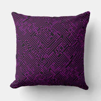 Cojín Decorativo Circulación - Magenta sobre negro