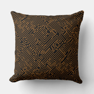 Cojín Decorativo Circulación - Naranja ligero sobre negro