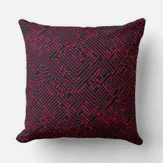 Cojín Decorativo Circulación - Neon Red sobre Negro