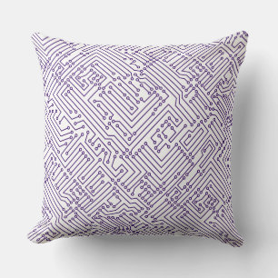 Cojín Decorativo Circulación - Profundo morado en blanco