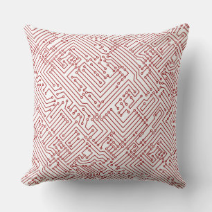 Cojín Decorativo Circulación - Rojo rubí sobre blanco