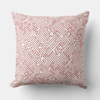 Cojín Decorativo Circulación - Rojo rubí sobre blanco