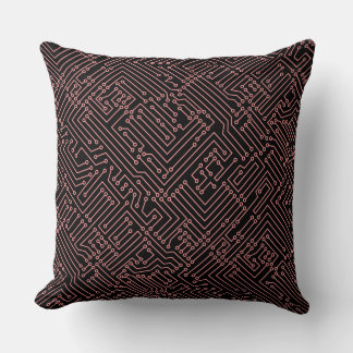 Cojín Decorativo Circulación - Rosa suave sobre negro