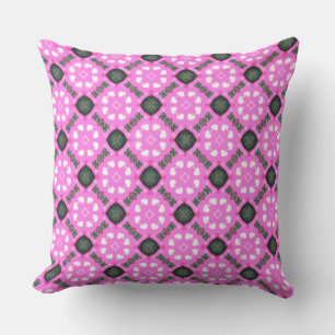 Cojín Decorativo Círculo de Corazón de Fuchsia