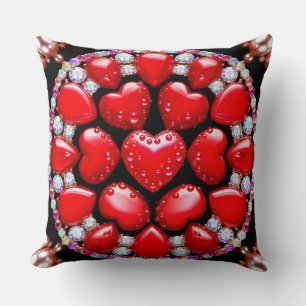 Cojín Decorativo Círculo de Joyas Corazón Rojo