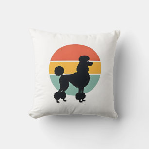Cojín Decorativo Círculo de silueta de perro retro puesta de sol de