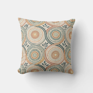 Cojín Decorativo Círculo Espiritual Boho Mandala y Arte de Hoja Bot
