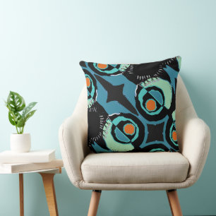 Cojín Decorativo Círculo étnico de Sunrise - Naranja negro Verde az