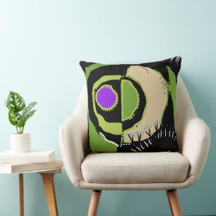 Cojín Decorativo Círculo étnico de Sunrise - Púrpura negro verde