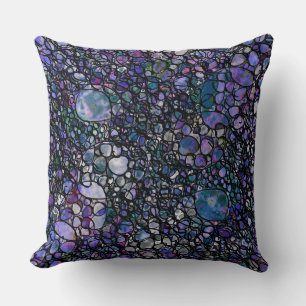 Cojín Decorativo Círculos abstractos dibujados a mano, azul, morado