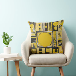 Cojín Decorativo Círculos abstractos minimalistas amarillos arte de