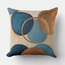 Cojín Decorativo círculos azules y de bronce con anillos de oro