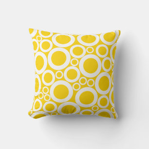 Cojín Decorativo círculos blancos en amarillo