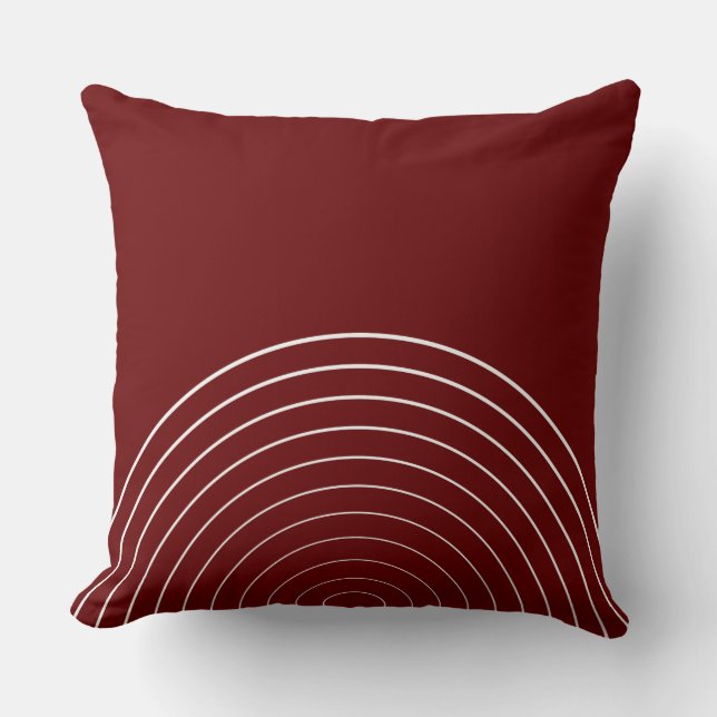 Cojín Decorativo Círculos blancos geométricos anidados rojos (Anverso)