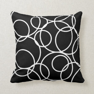 Cojín Decorativo Círculos blancos geométricos Black Moderne Resumen