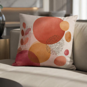 Cojín Decorativo Círculos bohemios abstractos / Terracota cálida