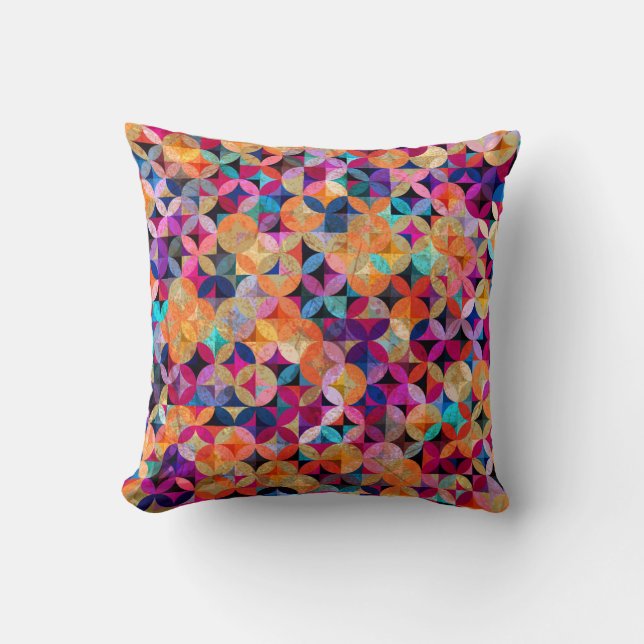 Cojín Decorativo Círculos brillantes Resumen Fondo de cosecha (Anverso)