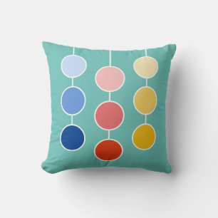Cojín Decorativo Círculos colgantes modernos de amarillo rojo azul 